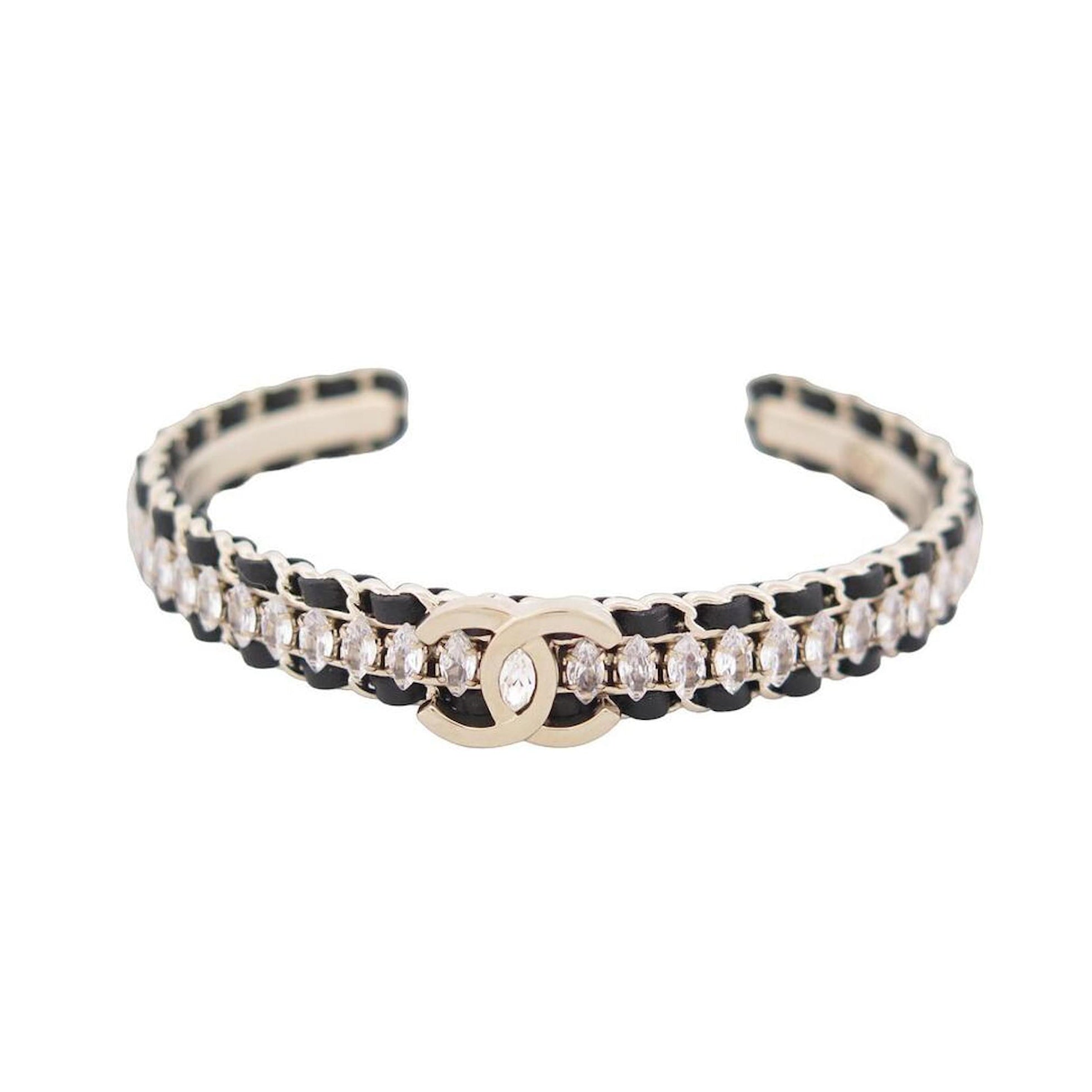 18K CC Cuff Strass Open Bracelet