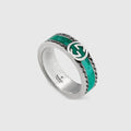 Double G Interlocking G Turquoise Enamel Ring