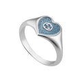Double G Interlocking G Blue Enamel Heart Ring