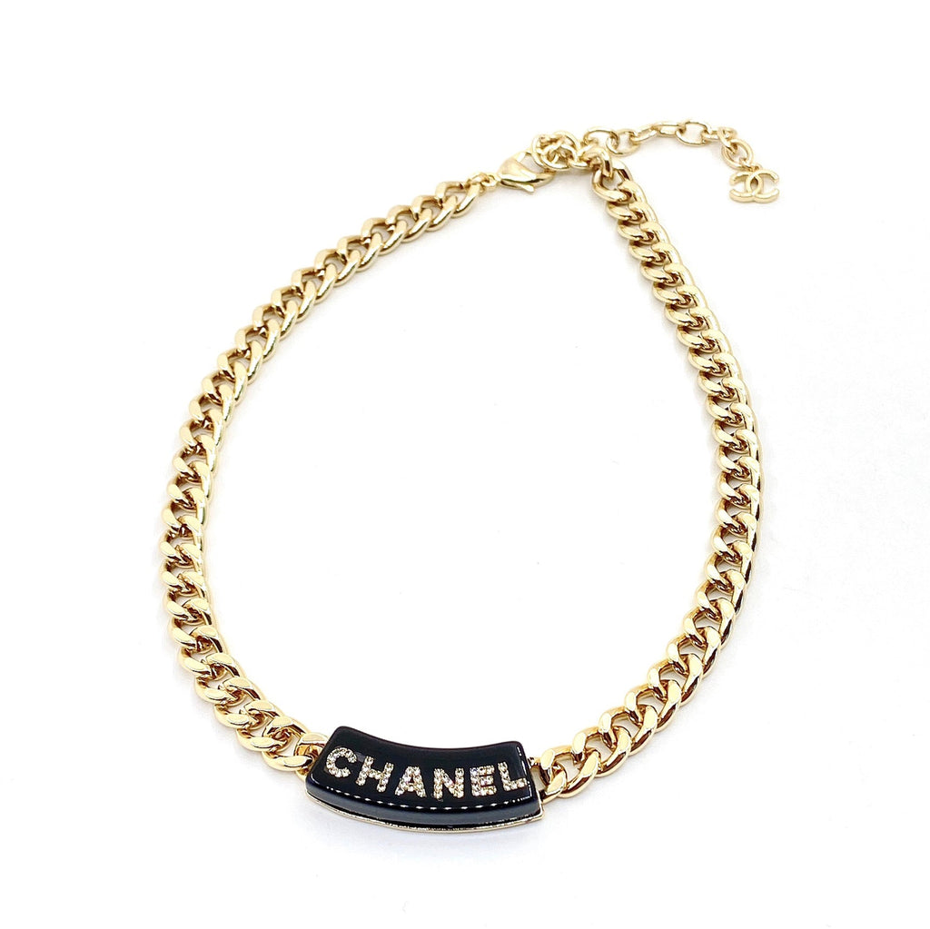 18K CC Black Logo Chain Necklace