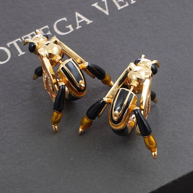 18K BV Black Gold Bee Earrings