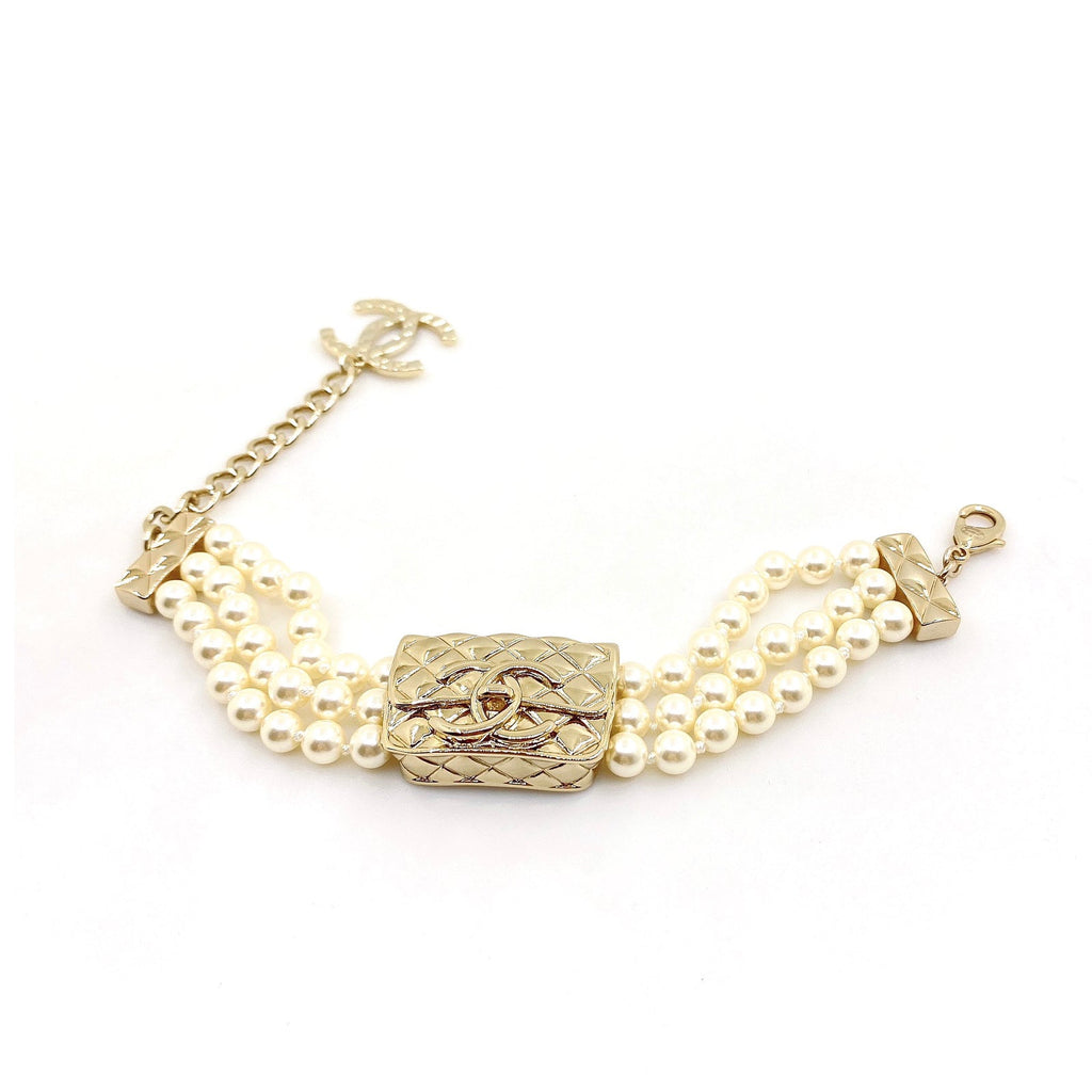 18K CC Bag Pearls Chain Bracelet