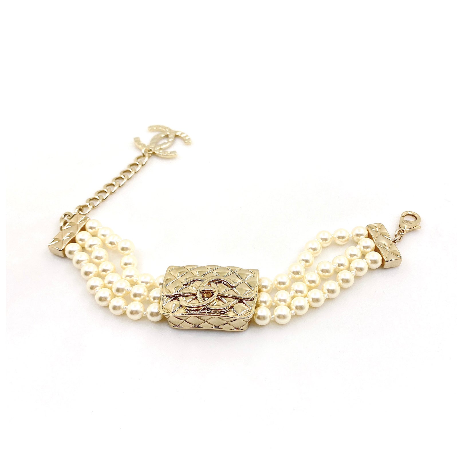 18K CC Bag Pearls Chain Bracelet