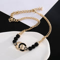 18K CC Black Pearls Diamonds Necklace