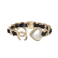 18K CC Heart Black Cuff Bracelet