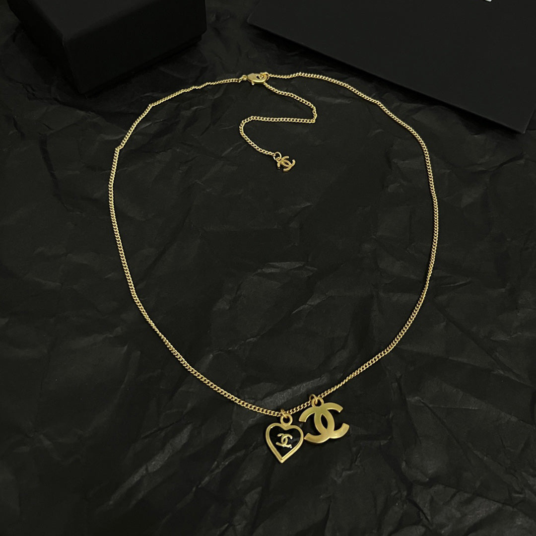 18K CC Black Heart Necklace