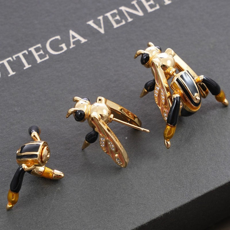 18K BV Black Gold Bee Earrings