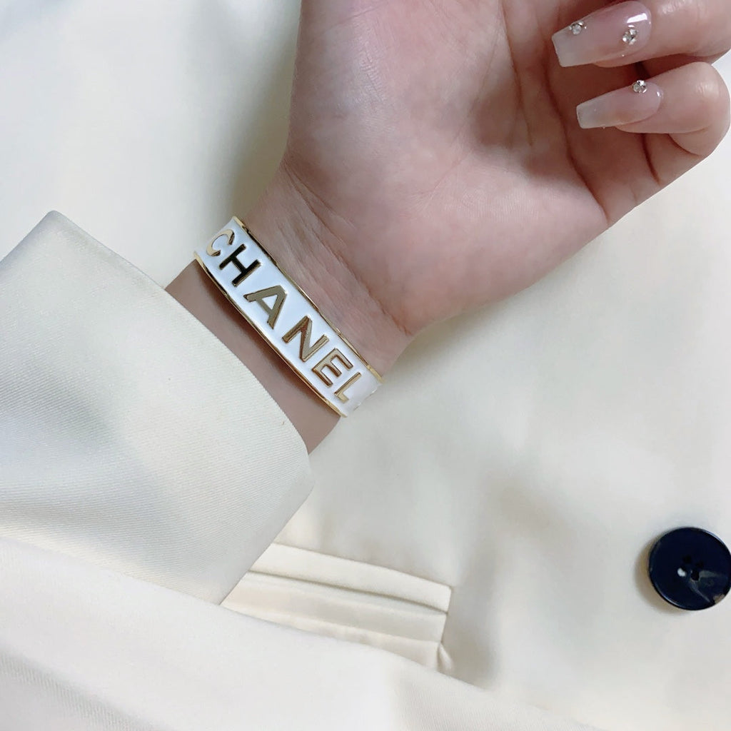 18K CC Open Wide Cuff Bracelet