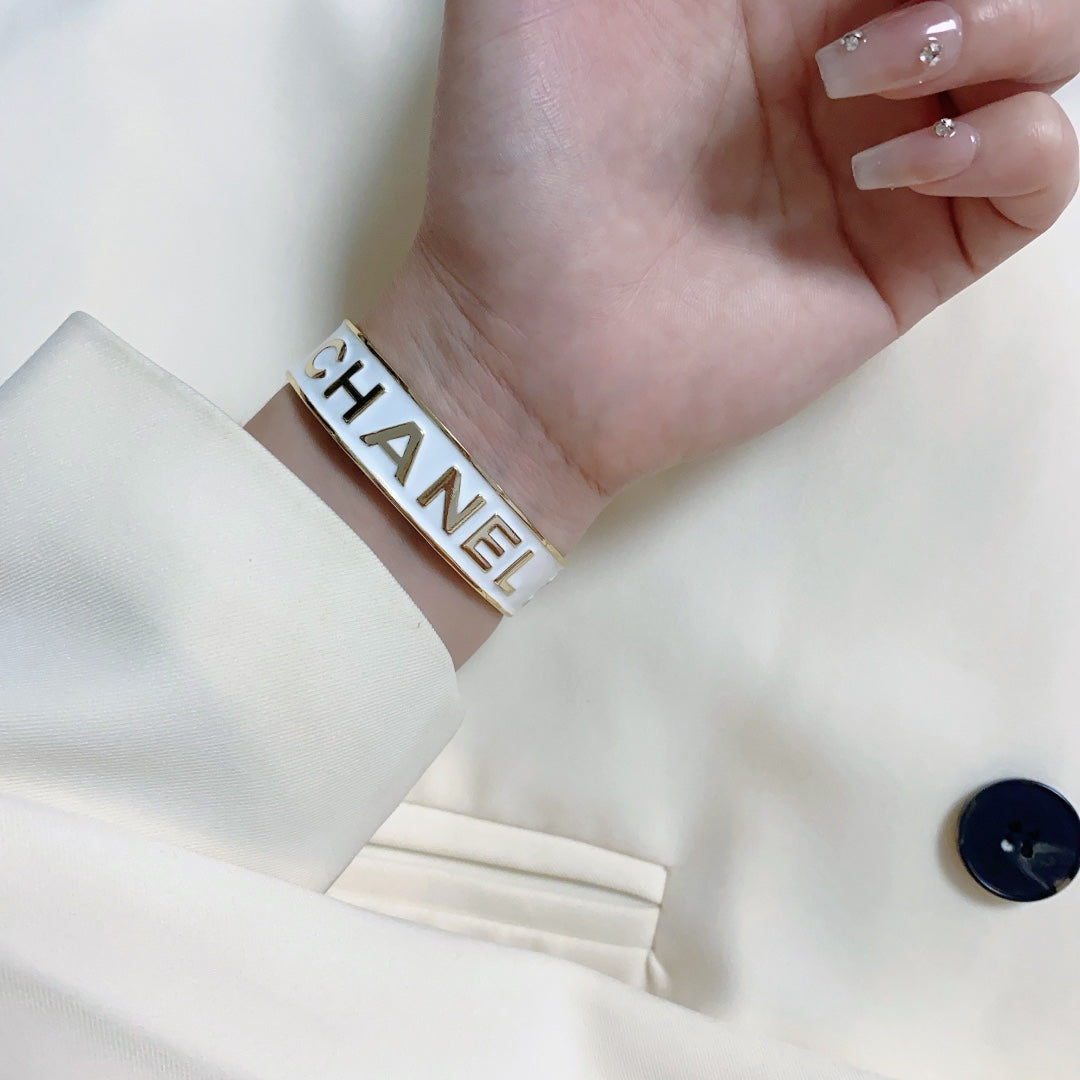 18K CC Open Wide Cuff Bracelet