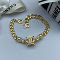 18K CC Box Pendant Pearl Bracelet