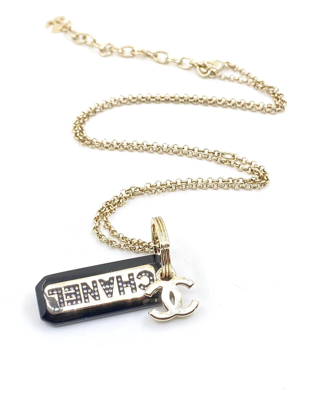 18K CC Black Plate Chain Necklace