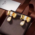 18K Triomphe Butterfly Pearl Pendant Earrings