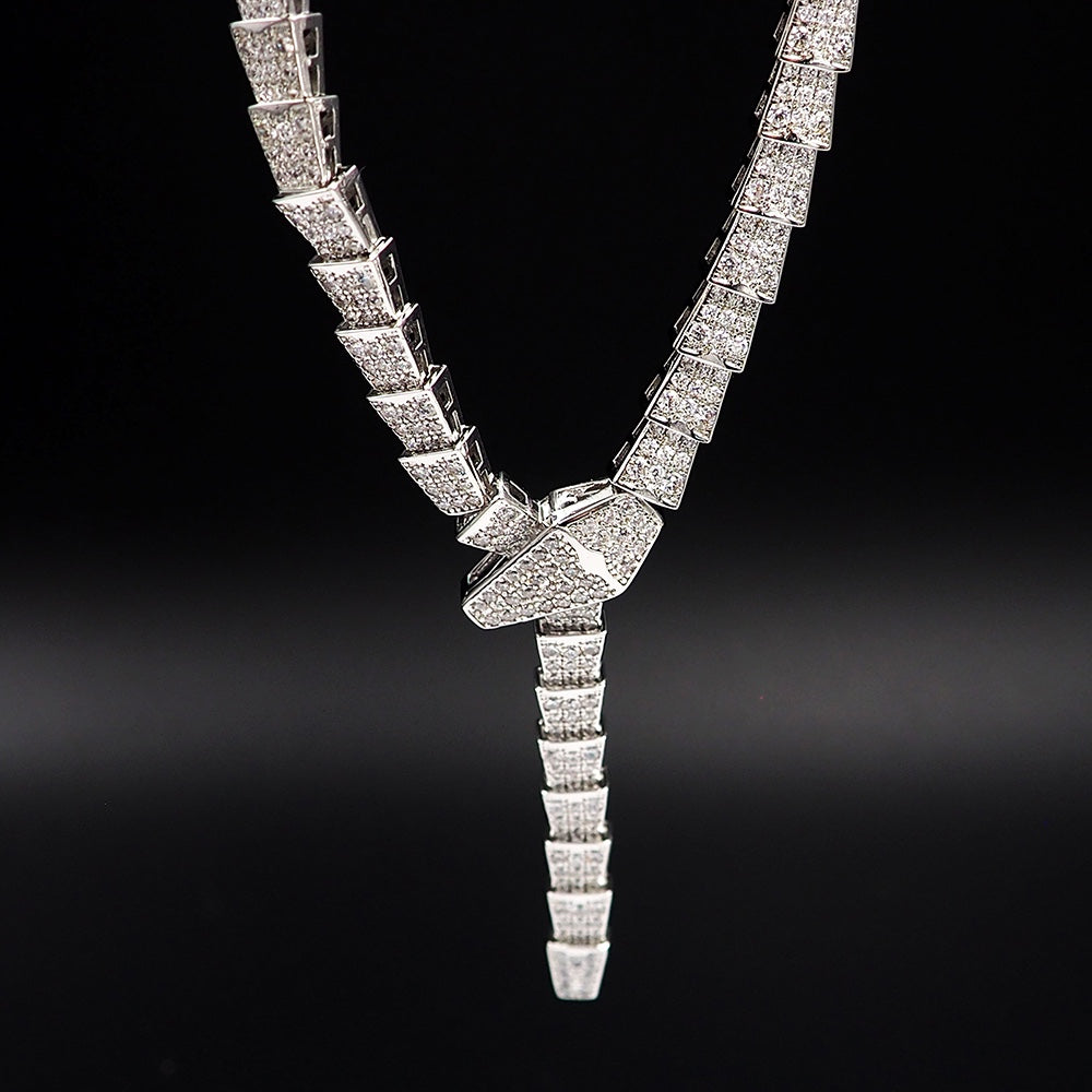 18K BV Serpenti Viper Full Pave Diamonds Necklace